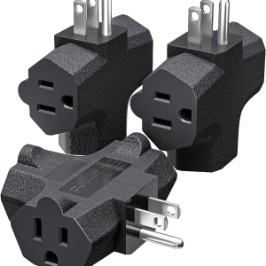 K KASONIC - 3-Outlet Grounding Adapter, [UL Listed] Plug Extender, Heavy-Duty Grounded Power Tap - 3 Pack (Black)